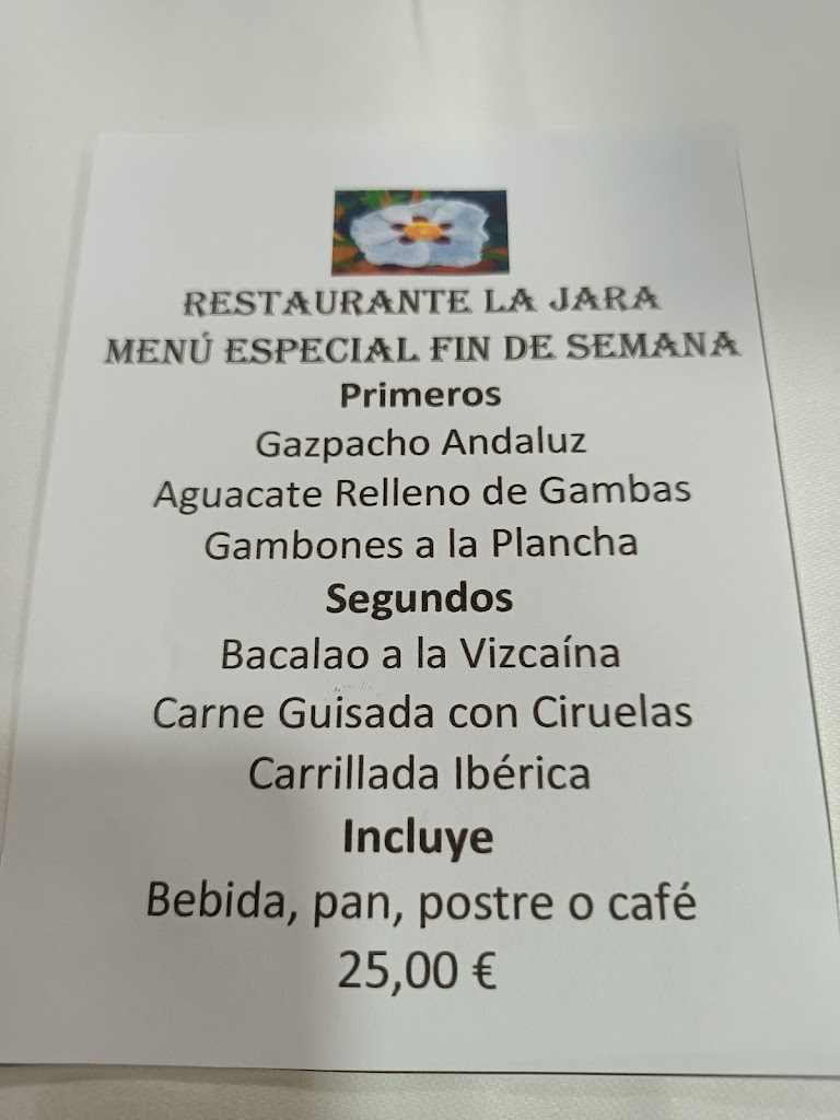 Restaurante la Jara — Carta