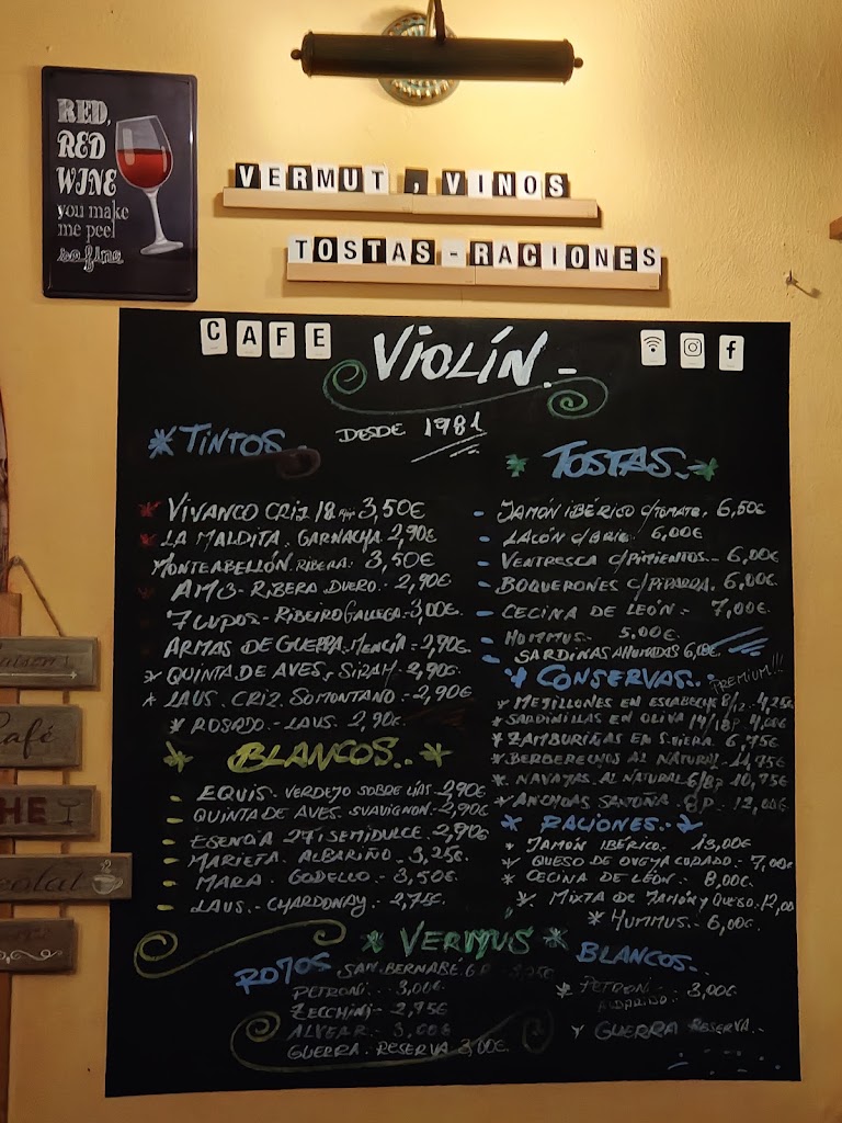 Cafe El Violin — Carta