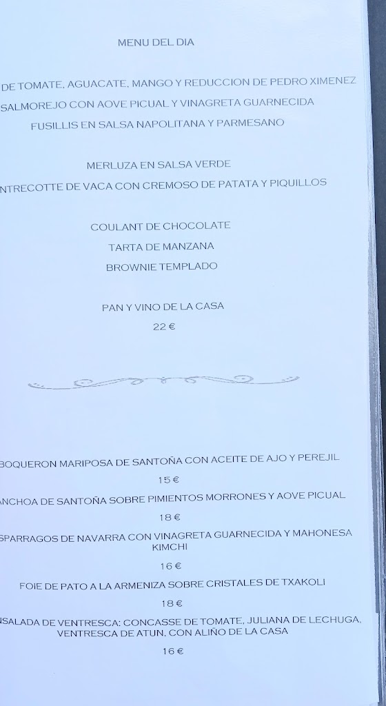 La Divina Comida — Carta