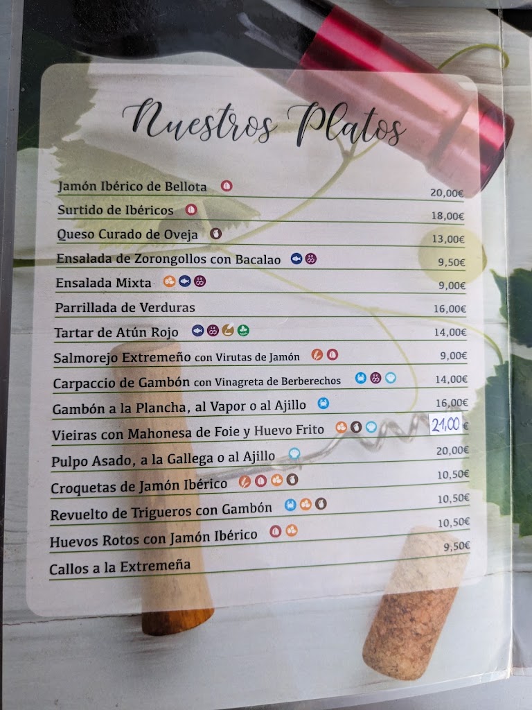 Bar restaurante Vina La Mazuela — Carta