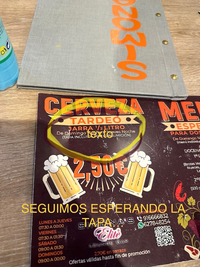 Restaurante Elite ( Simona's) — Carta