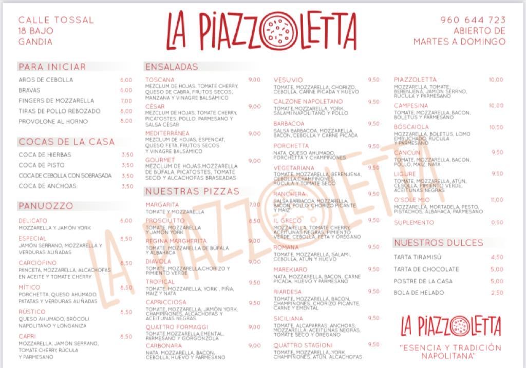 La Piazzoletta — Carta