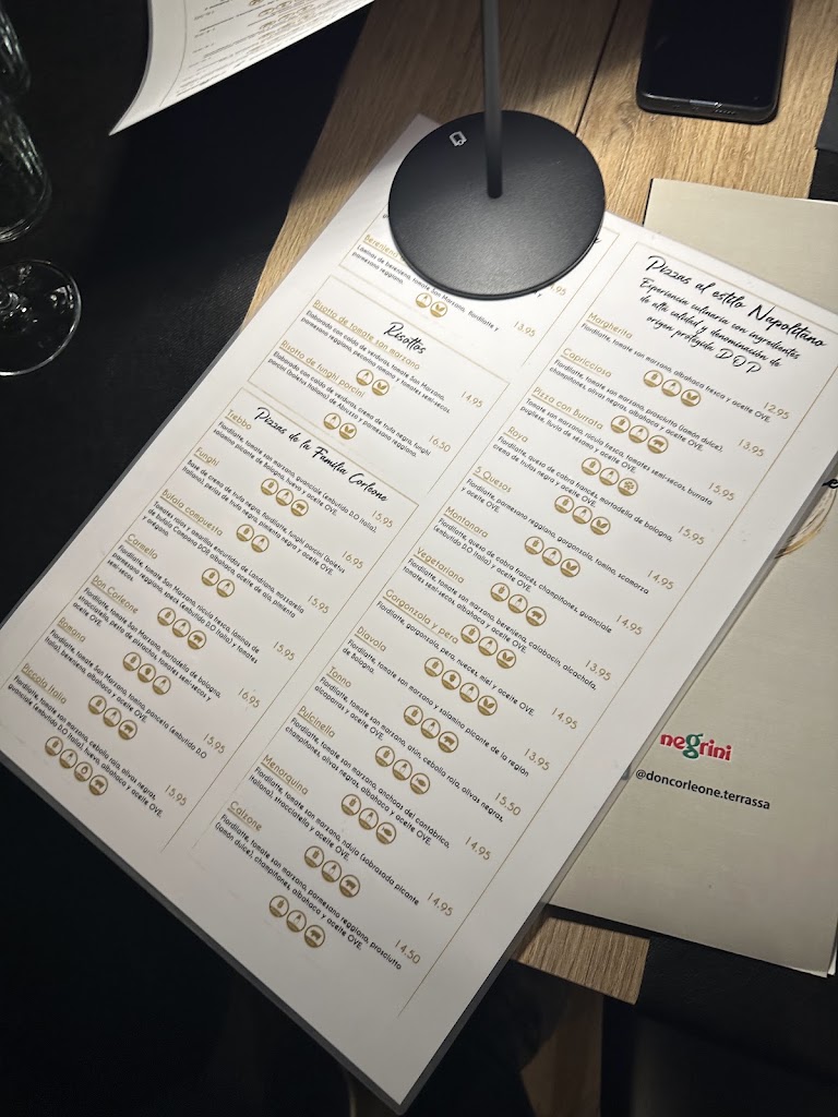 Restaurante Don Corleone — Carta
