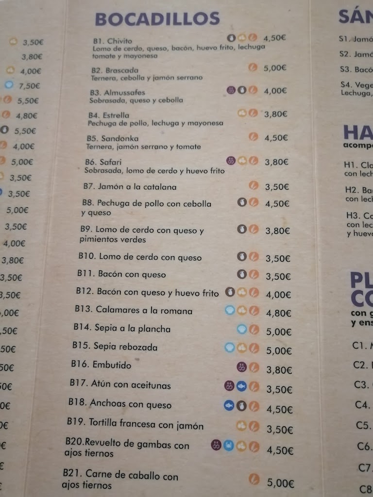 Caramel Bar Restaurante — Carta