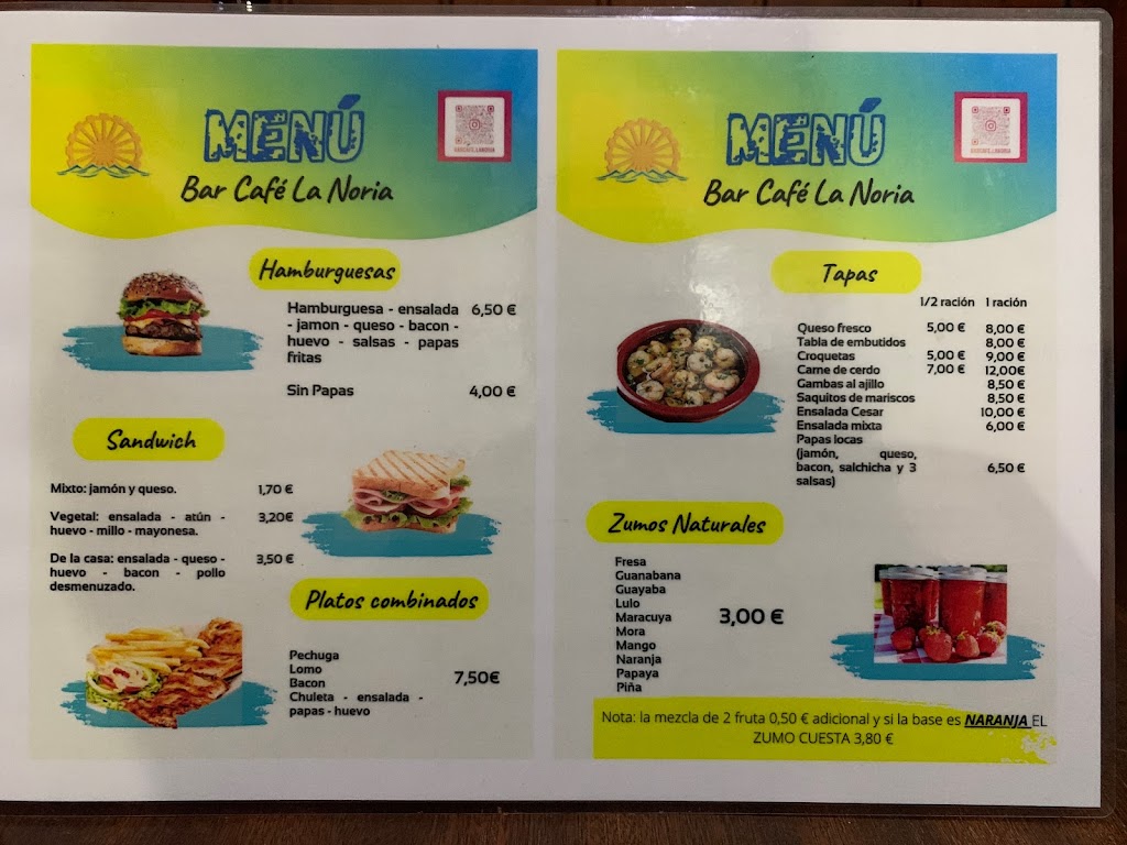 Bar La Noria — Carta