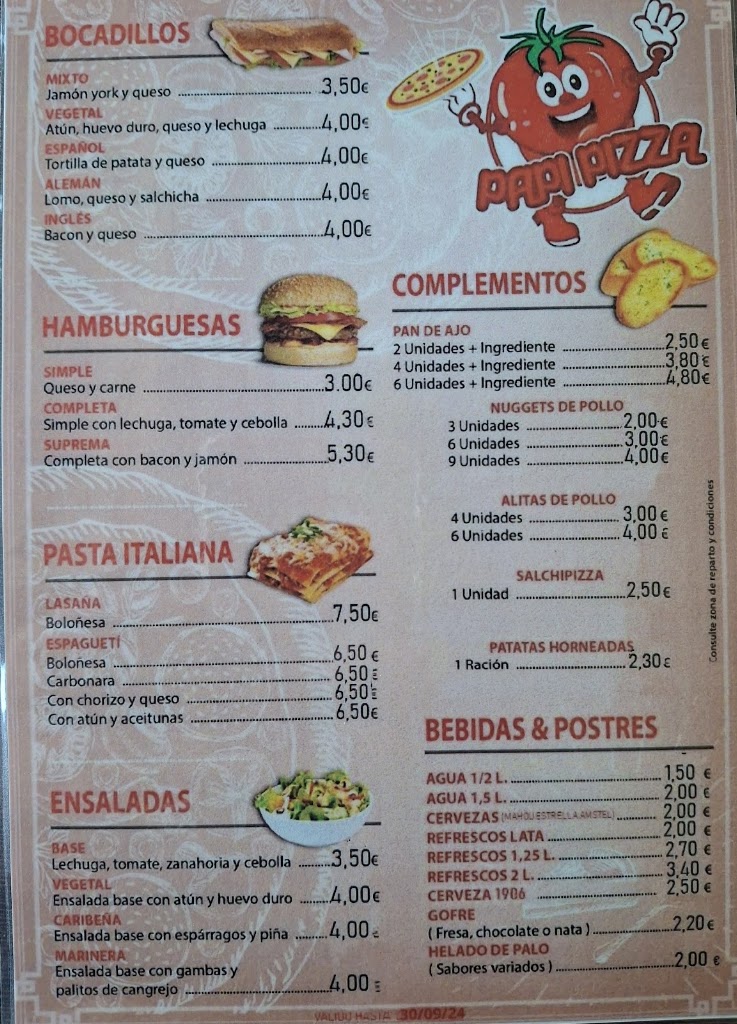 Papi Pizza — Carta