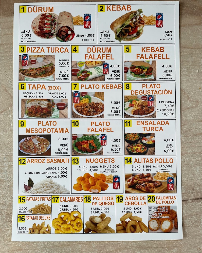 Doner Kebap Cieza — Carta