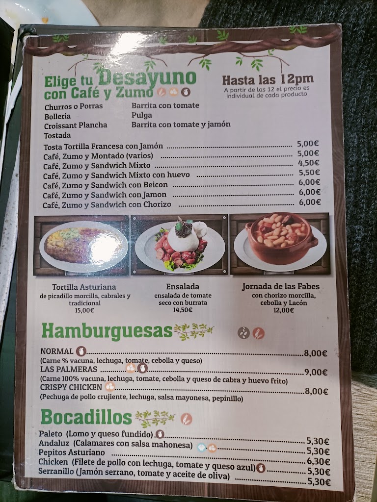 Sidreria Asturiana Las Palmeras — Carta