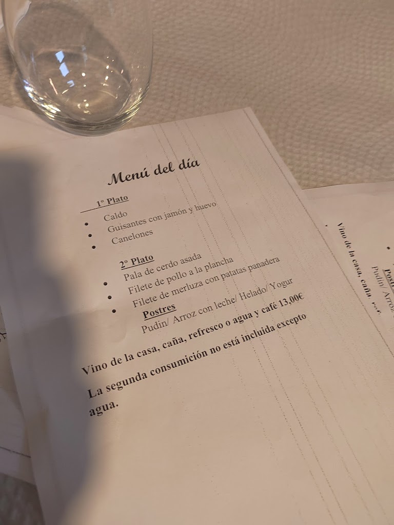 Restaurante Cima — Carta