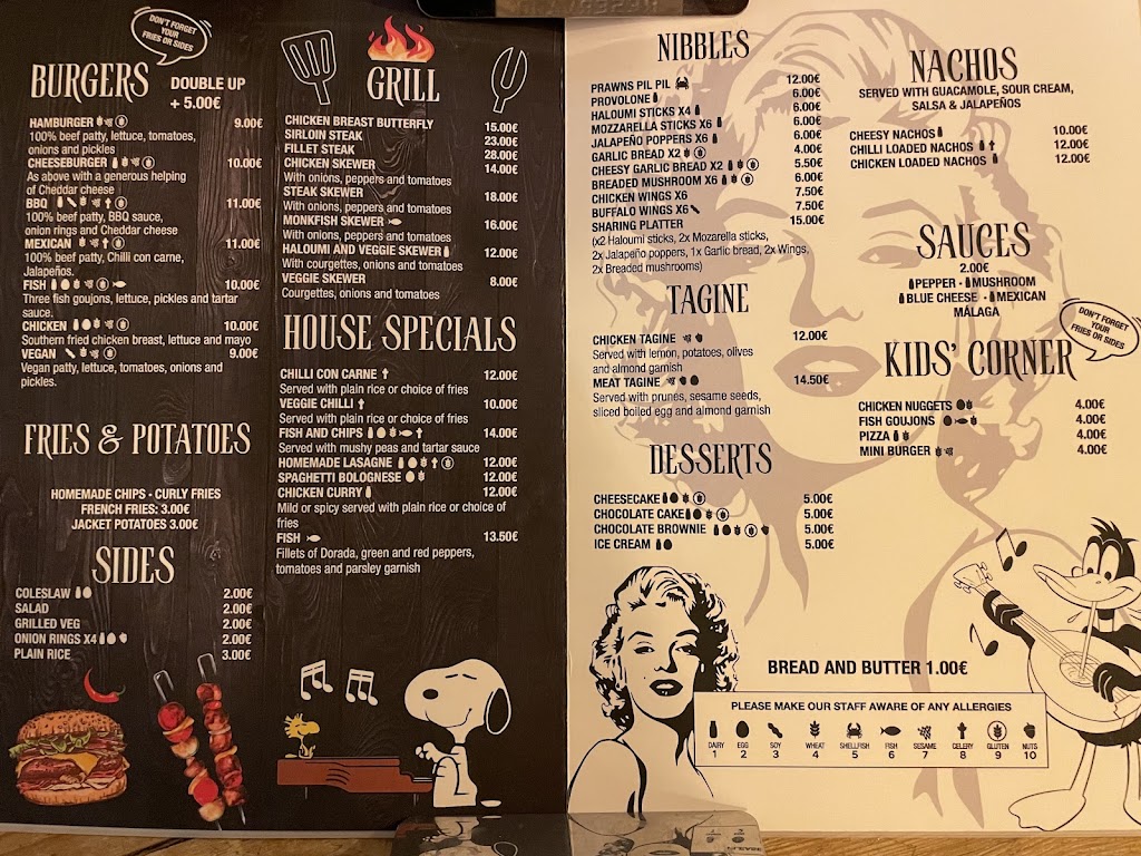 Moochers Jazz Cafe — Carta