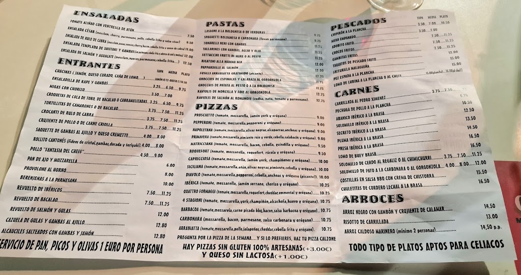 Restaurante La Taperia de Kino — Carta