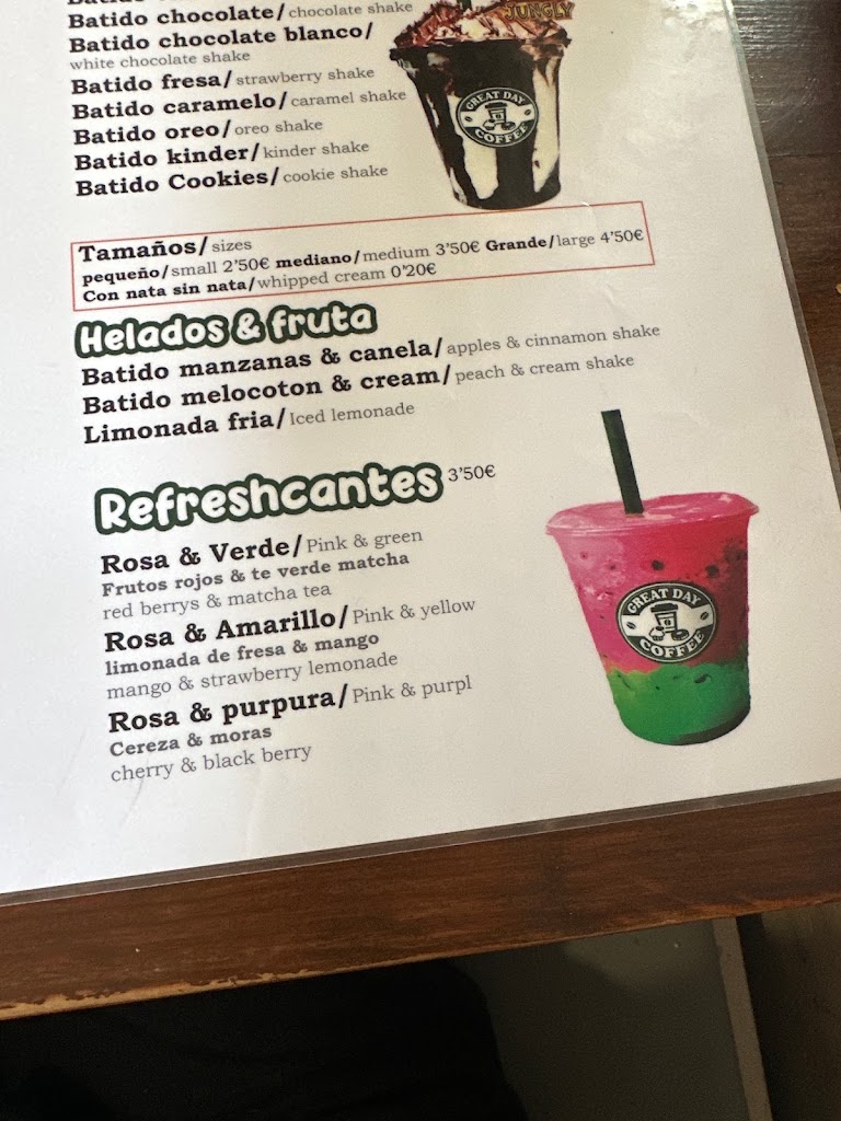 Cafeteria Great Day Coffee — Carta