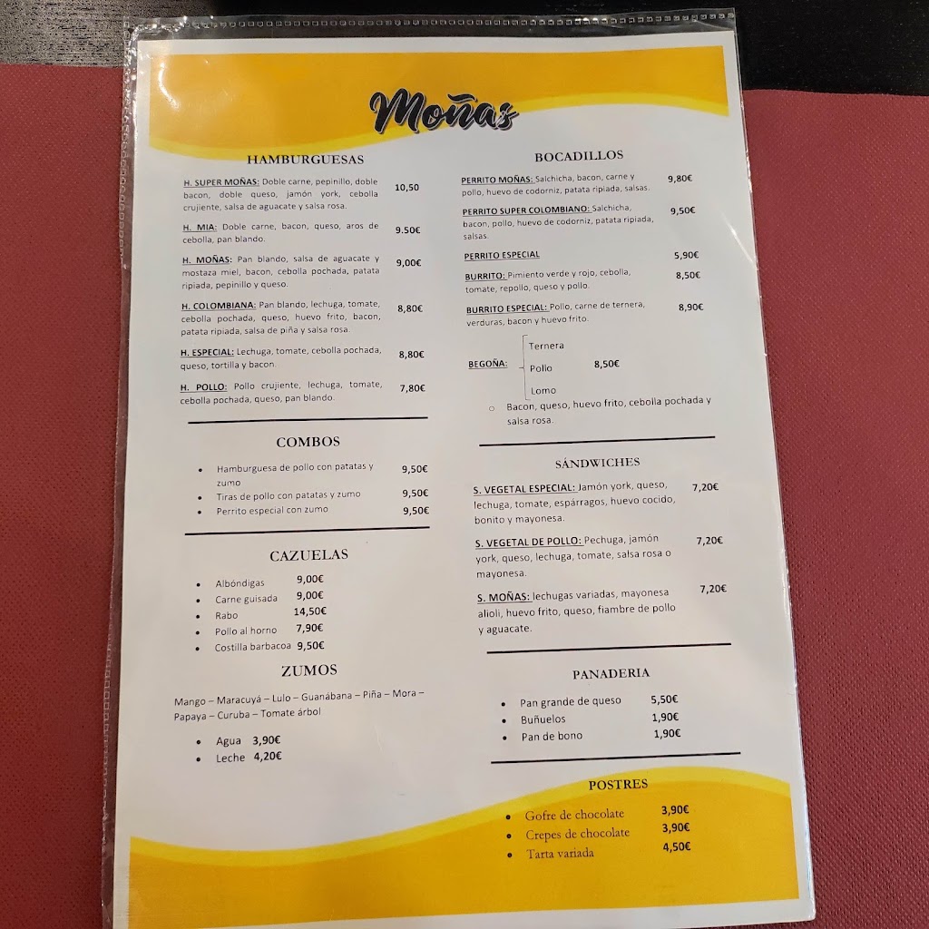 Restaurante Monas — Carta