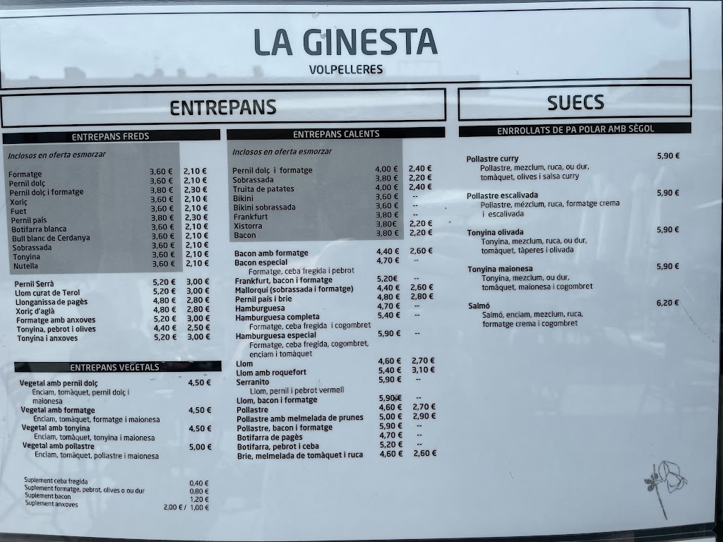 La Ginesta Volpelleres — Carta