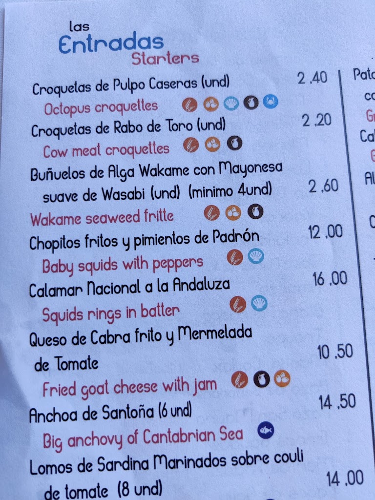 Restaurante MardeSal — Carta
