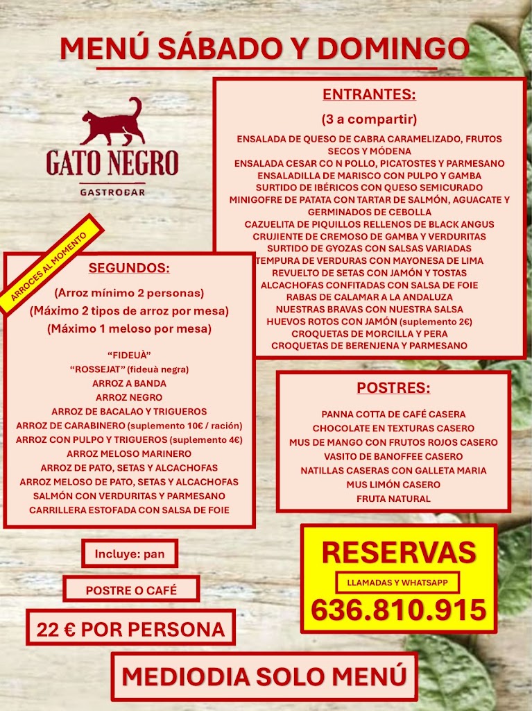 Gastrobar Gato Negro — Carta