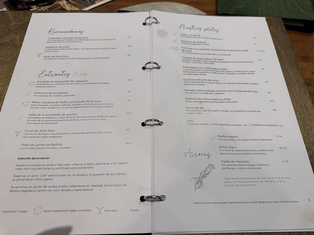 El Patio Restaurante Tarifa — Carta