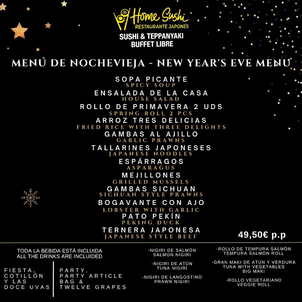 Restaurante Home Sushi — Carta