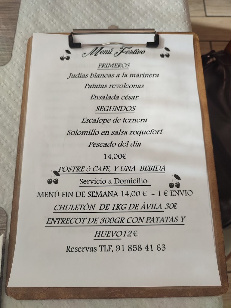 Bar Restaurante Los Cerezos — Carta