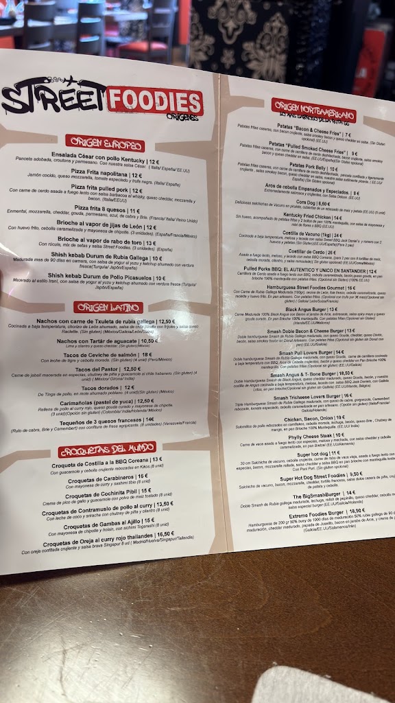 Street Foodies Origenes — Carta