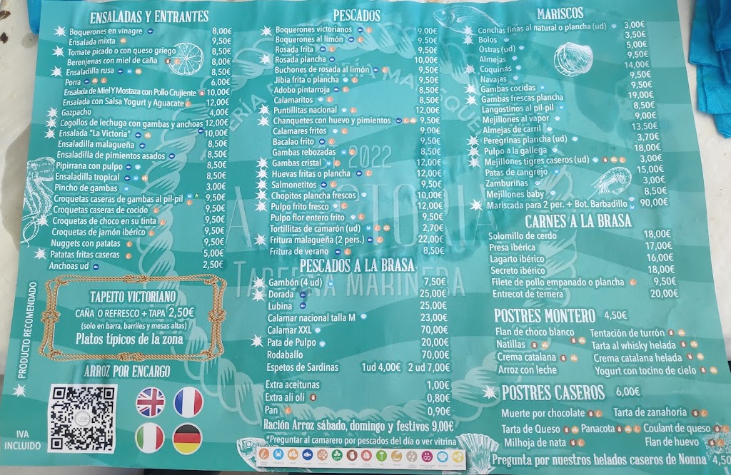 TABERNA MARINERA LA VICTORIA / TODO SIN GLUTEN — Carta