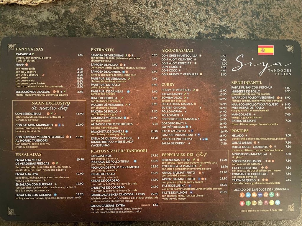 Siya Tandoori Restaurant — Carta