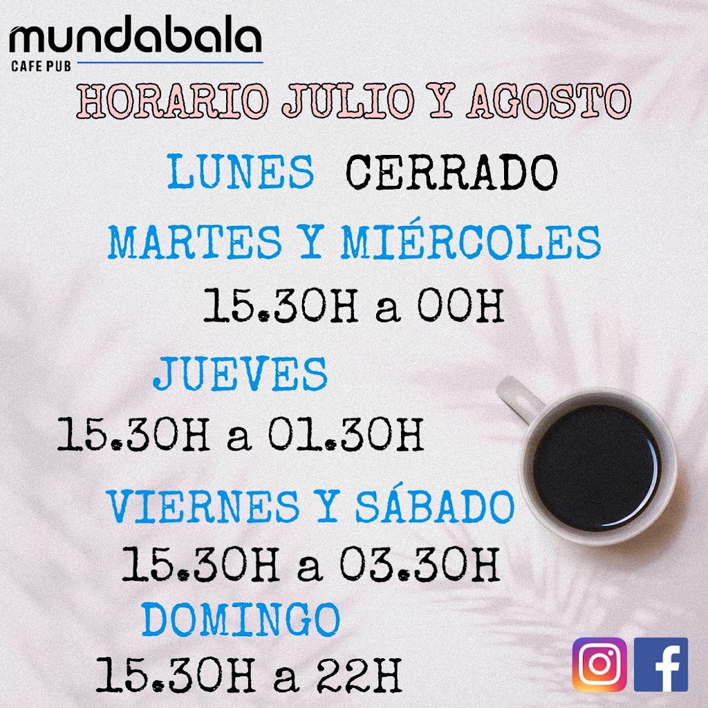 Mundabala Cafe Pub — Carta