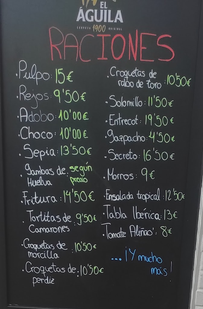 Restaurante Lo Nuestro — Carta