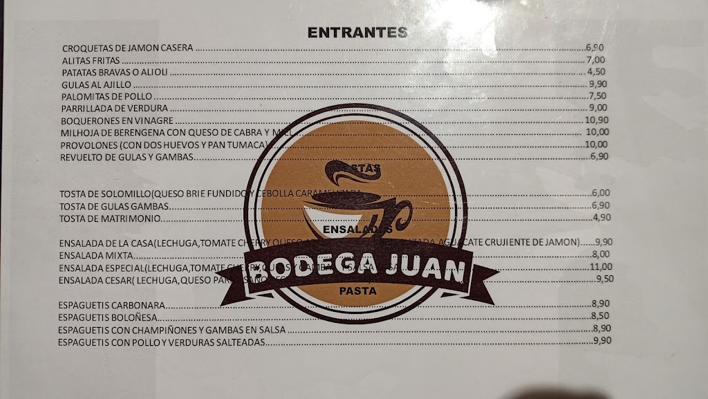 Bodega Juan — Carta