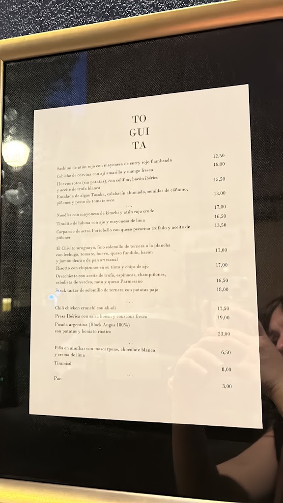 Toguita Restaurante — Carta