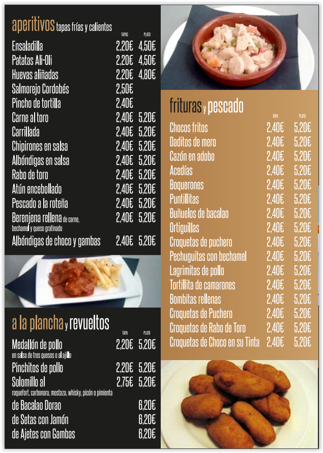 Bar restaurante La Noria — Carta