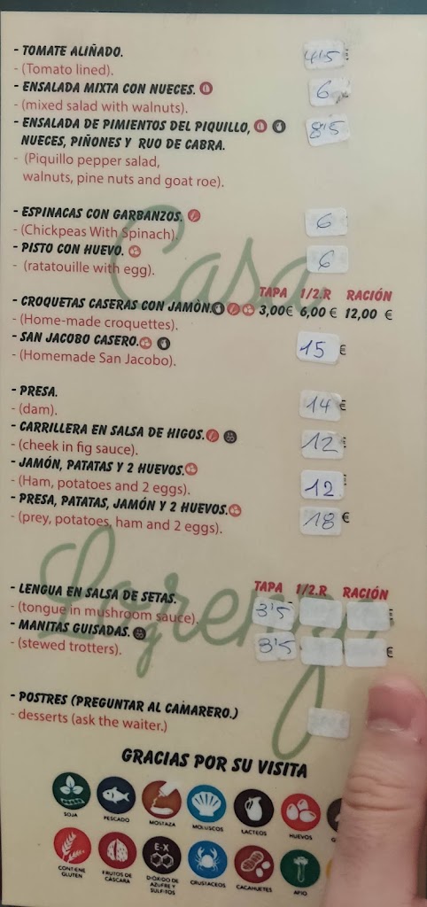 El Rincon de Lorenzo — Carta