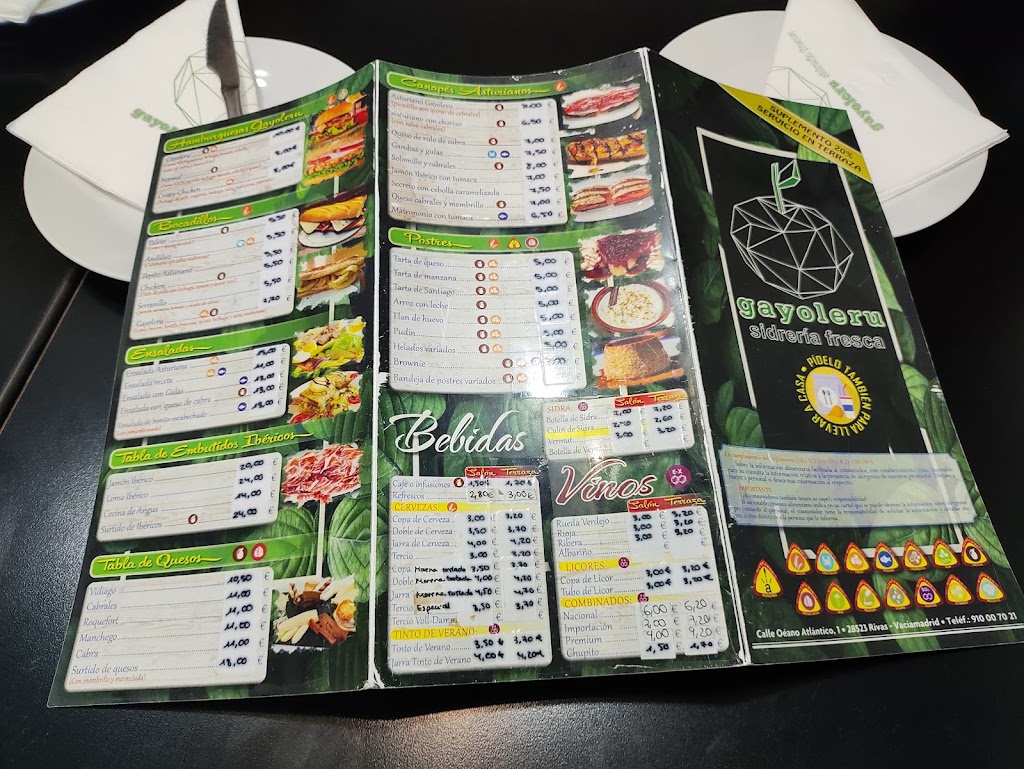 Gayoleru Sidreria Fresca — Carta