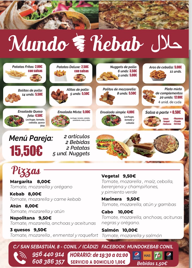 Mundo Kebab Conil y comida para llevar — Carta