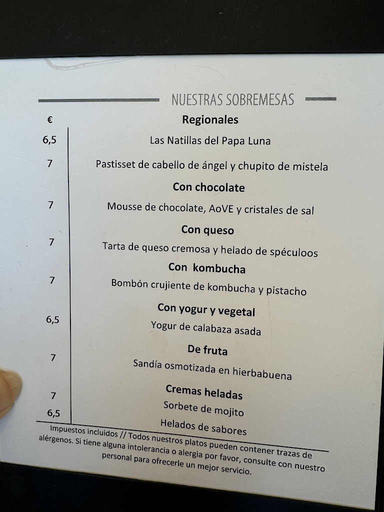 Restaurante Parador de Benicarlo — Carta