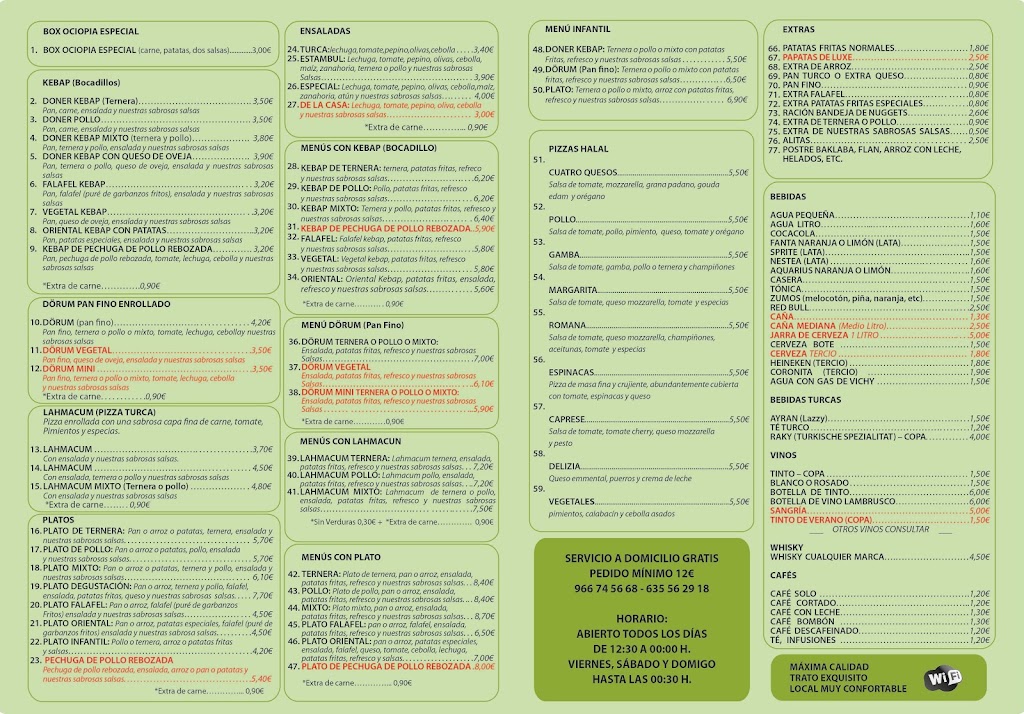 BUEN GUSTO DONER KEBAP — Carta