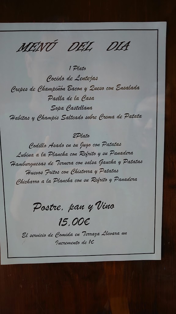 Bar restaurante Saloi — Carta