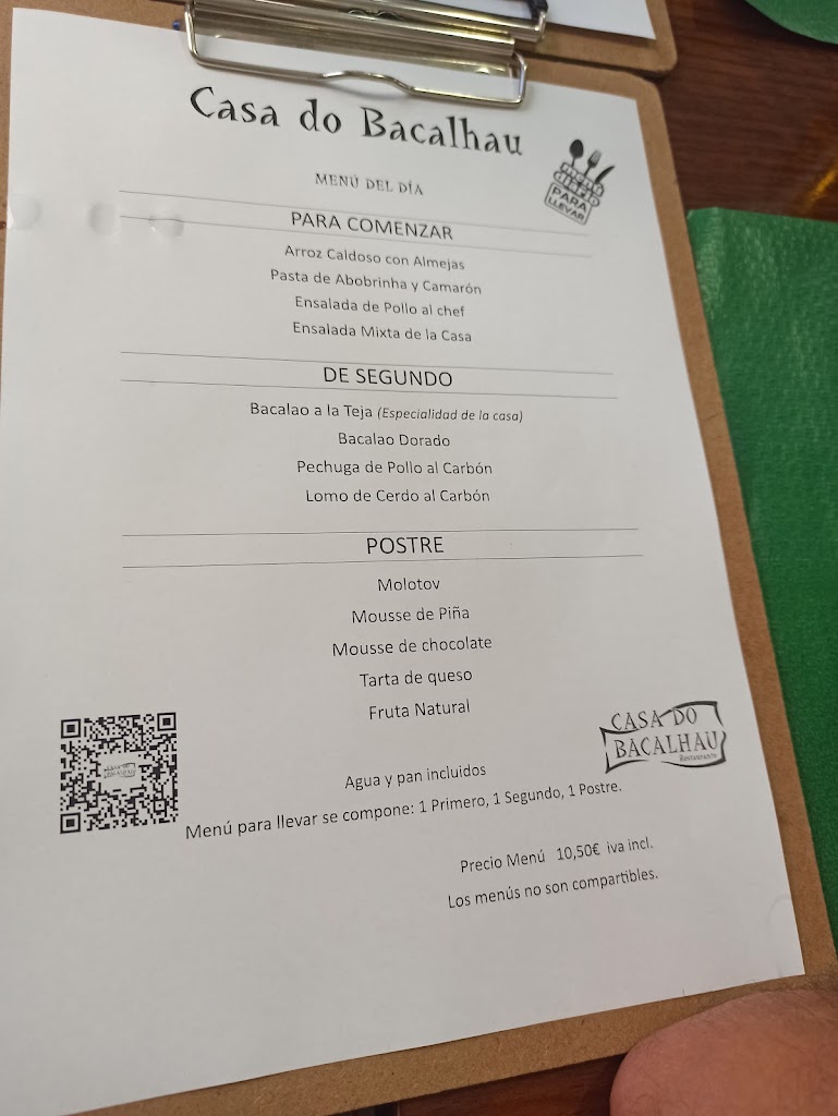 Restaurante Casa do Bacalhau — Carta