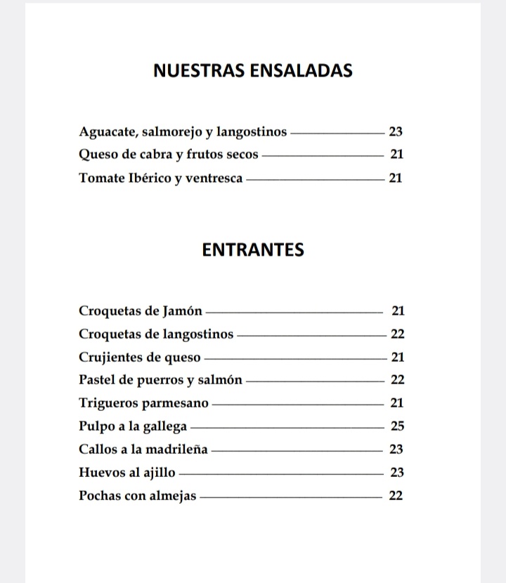 Parrilla Principe — Carta