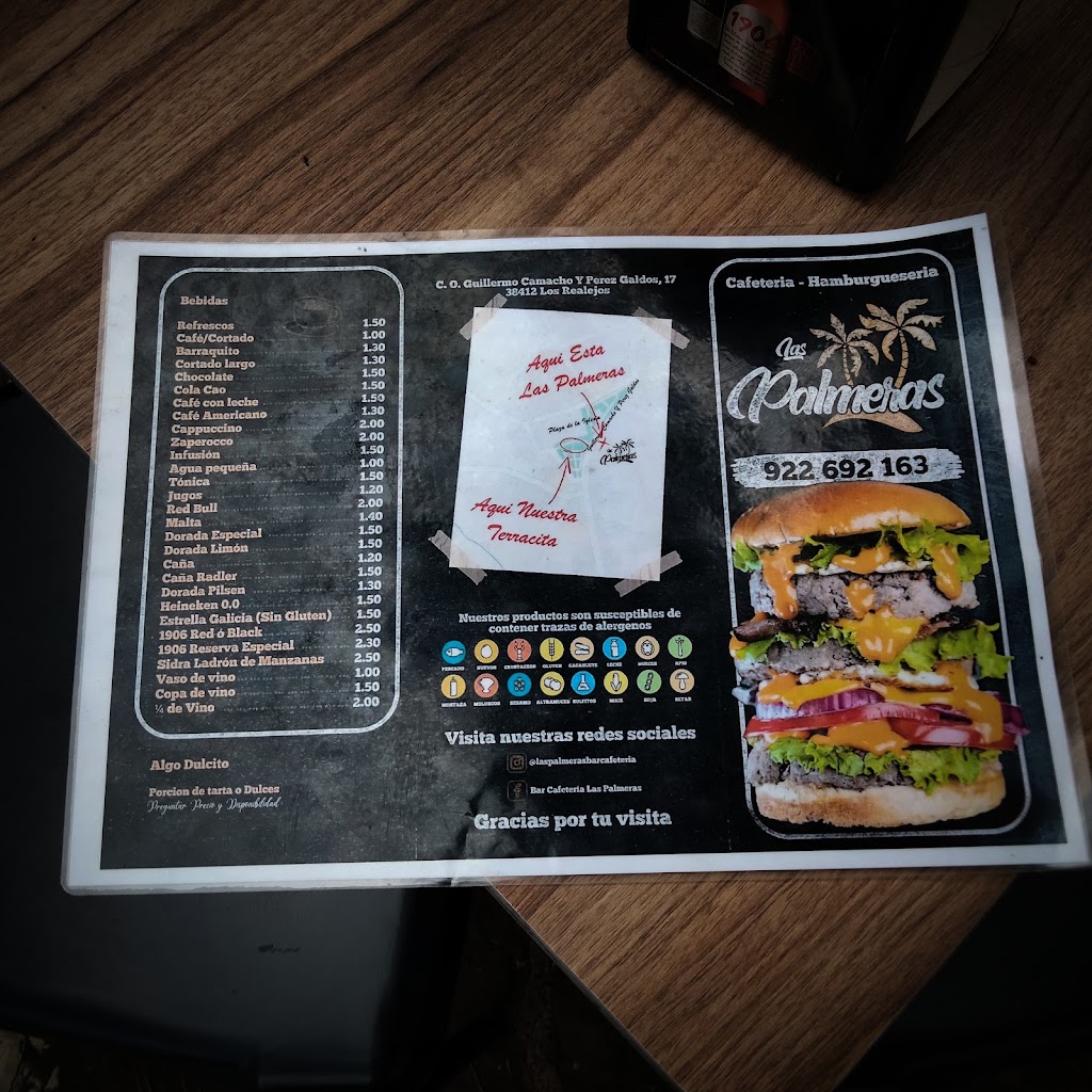 Bar Cafeteria Las Palmeras Realejo bajo — Carta