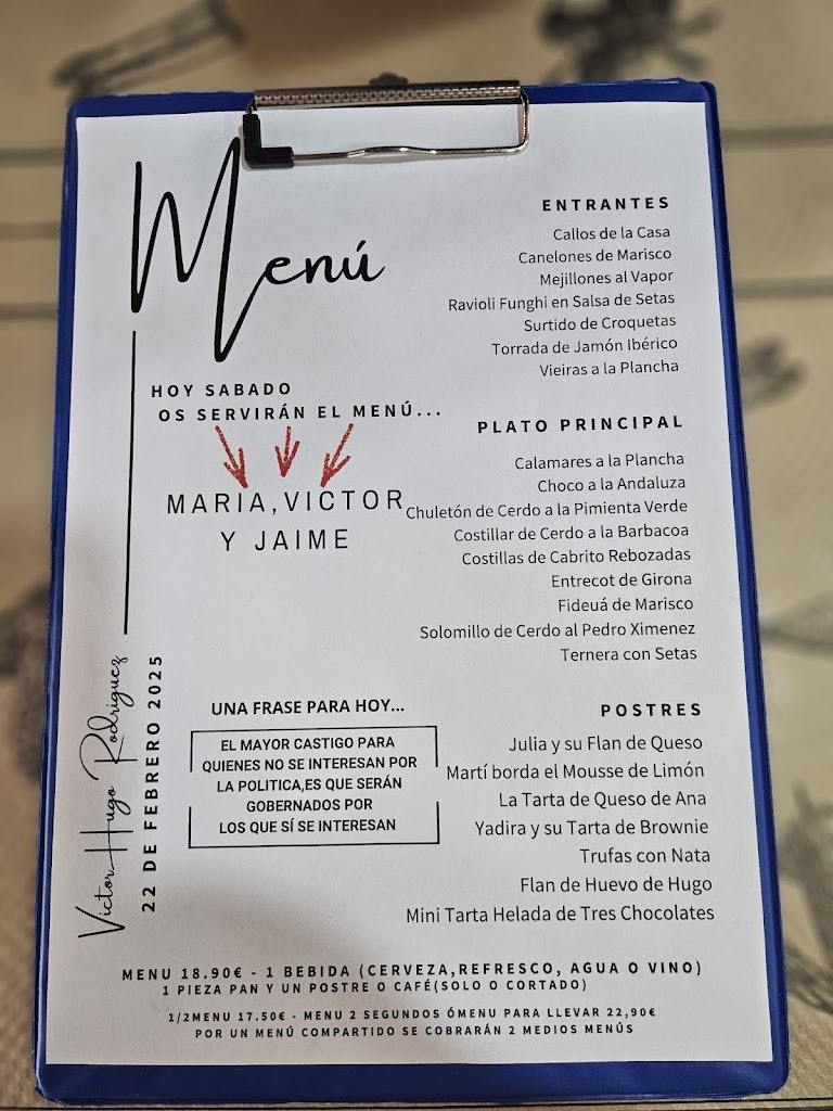 Bar Restaurante Arcadia — Carta