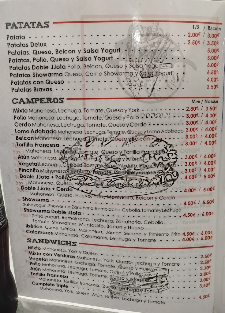 Doble JJota (Antiguo Bar Liebre 2) — Carta