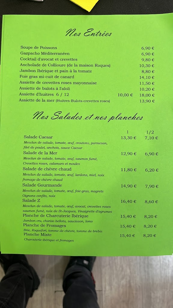 Restaurante "Seb a l'O" — Carta