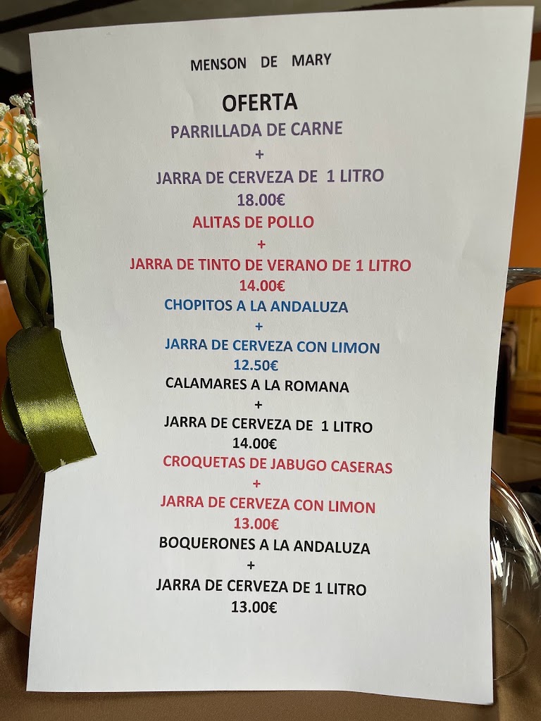 Meson de Mary — Carta