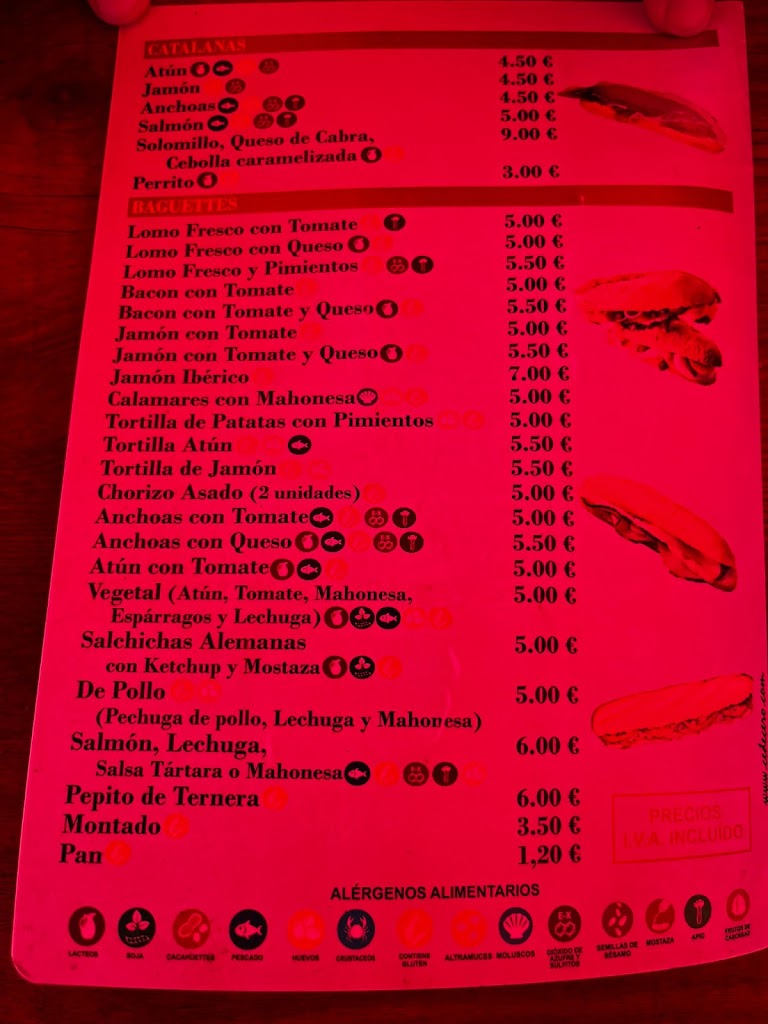 Bar Casa Carpeto — Carta