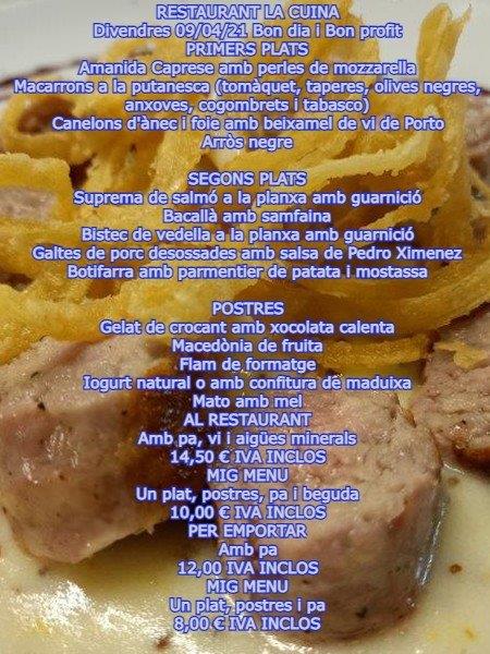 Restaurant La Cuina — Carta