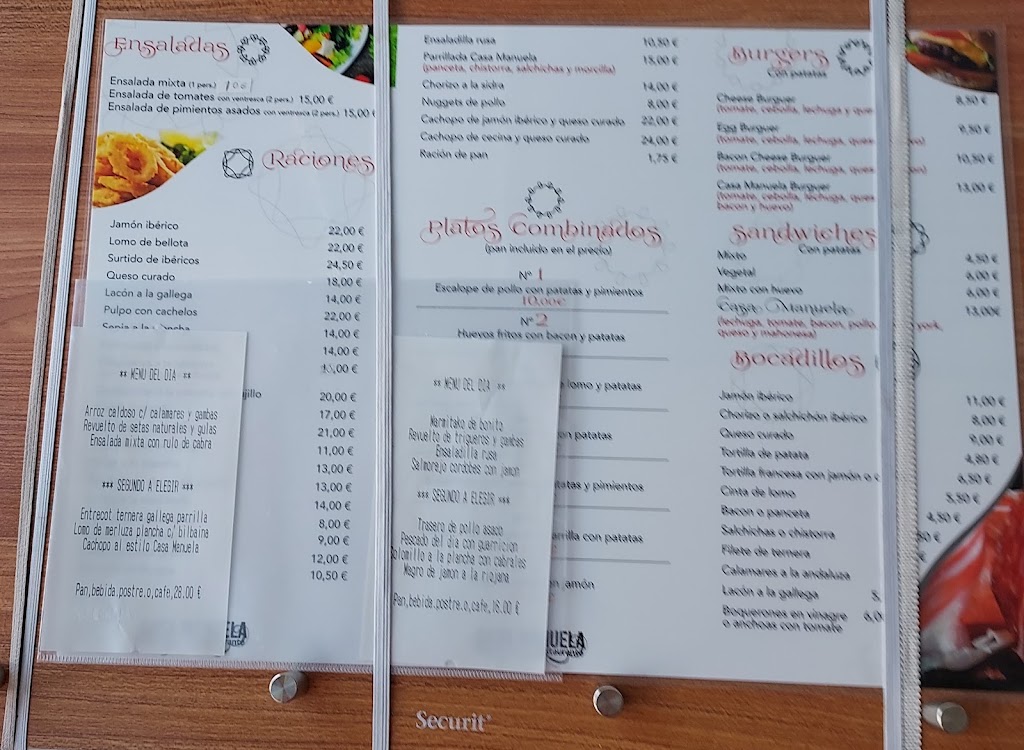 Restaurante Casa Manuela — Carta