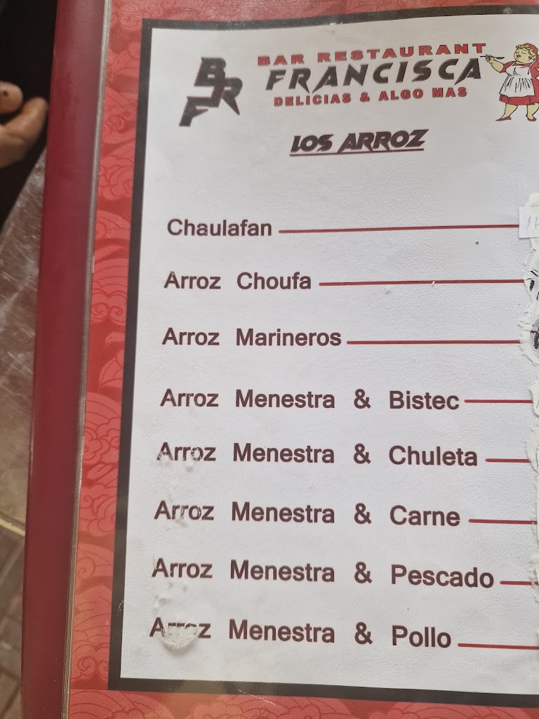 Bar restaurant francisca — Carta
