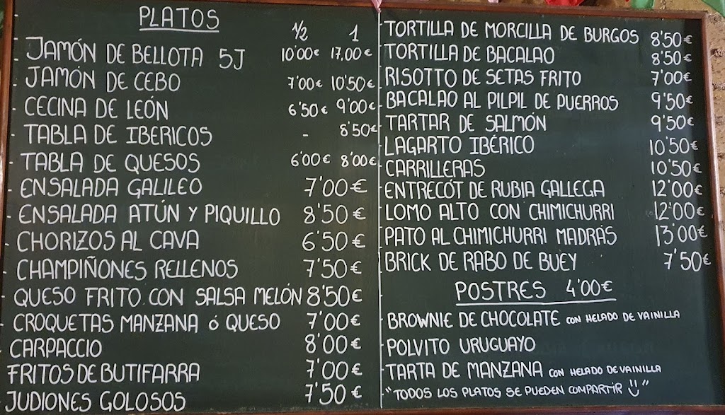 Restaurante Tasca Galileo — Carta