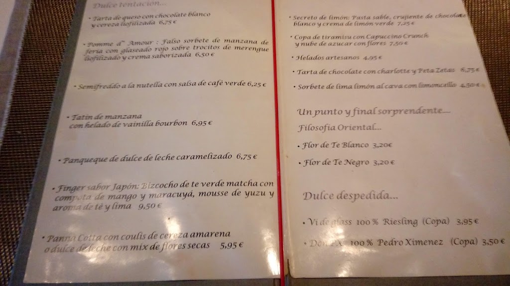 Restaurante Chacabuco — Carta